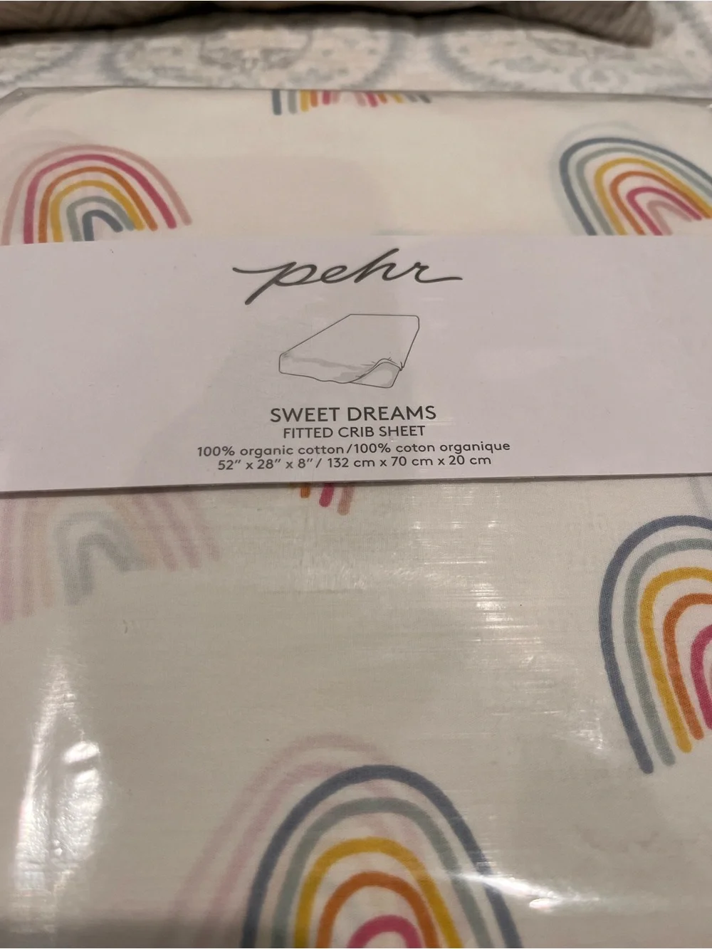 Pehr Sweet Dreams Rainbow Crib Sheet and swaddle blanket. NWT